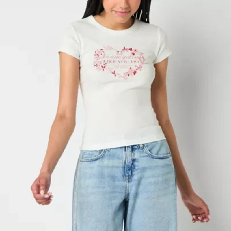 Arizona Juniors Womens Crew Neck Short Sleeve Graphic T-Shirt
