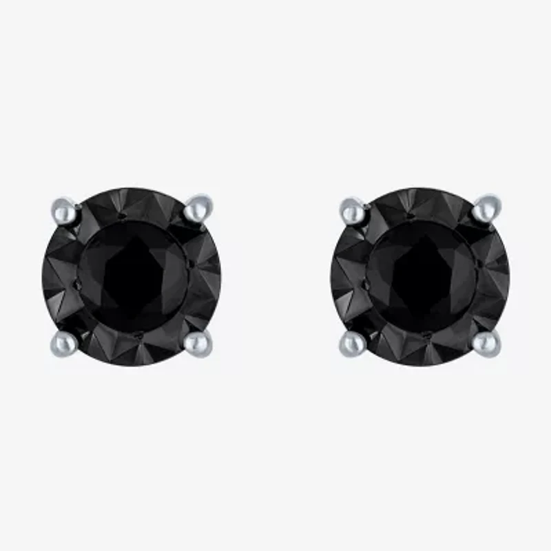 1/2 CT. T.W. Natural Black Diamond Sterling Silver 6.5mm Round Stud Earrings