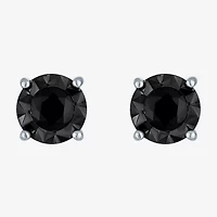 1/2 CT. T.W. Natural Black Diamond Sterling Silver 6.5mm Round Stud Earrings