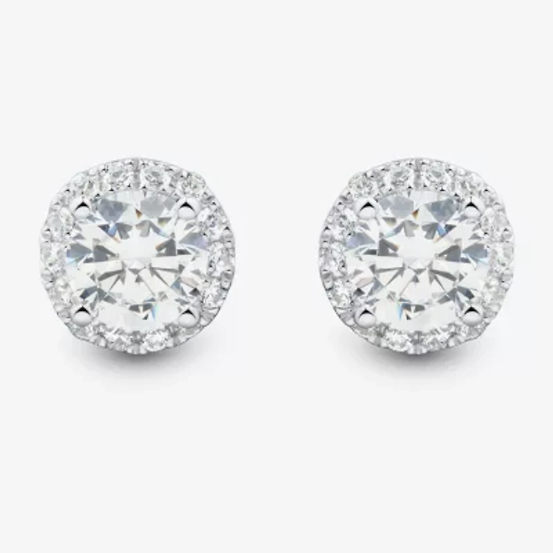 Si1-Si2,H-I 1 1/2 CT. T.W. Lab Grown White Diamond 10K White Gold 7.7mm Round Stud Earrings