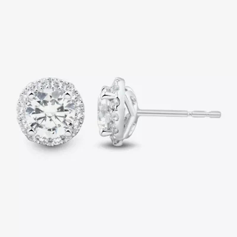 Si1-Si2,H-I 1 1/2 CT. T.W. Lab Grown White Diamond 10K White Gold 7.7mm Round Stud Earrings