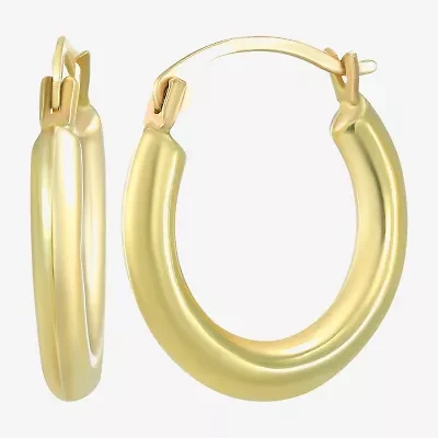 Womens 14K Gold 15mm Round Hoop Earrings