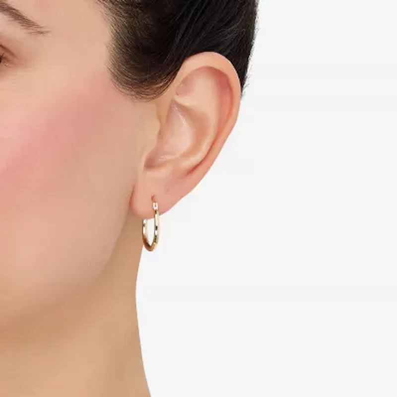 Womens 14K Gold 18mm Round Hoop Earrings