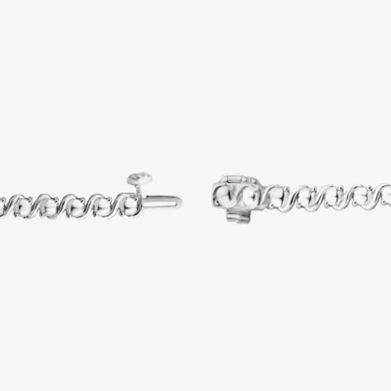 (F/Si2) Womens White Diamond Sterling Silver 18 Inch Tennis Necklace