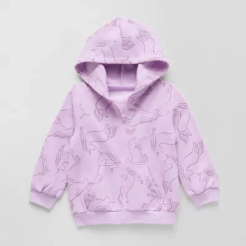 Okie Dokie Girls Fleece Hooded Lightweight Jacket