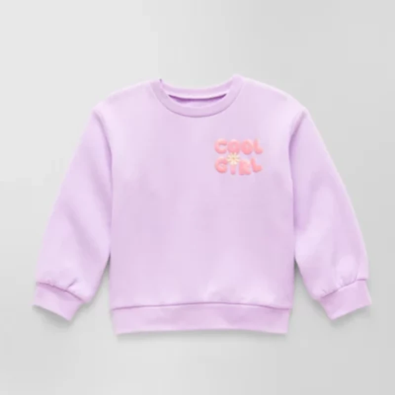 Okie Dokie Toddler & Little Girls Crew Neck Fleece Long Sleeve Sweatshirt