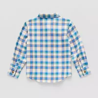 Okie Dokie Adaptive Toddler Boys Easy-on + Easy-off Long Sleeve Regular Fit Button-Down Shirt
