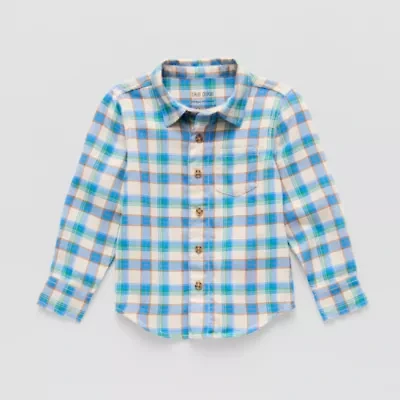 Okie Dokie Adaptive Toddler Boys Easy-on + Easy-off Long Sleeve Regular Fit Button-Down Shirt
