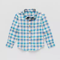 Okie Dokie Adaptive Toddler Boys Easy-on + Easy-off Long Sleeve Regular Fit Button-Down Shirt