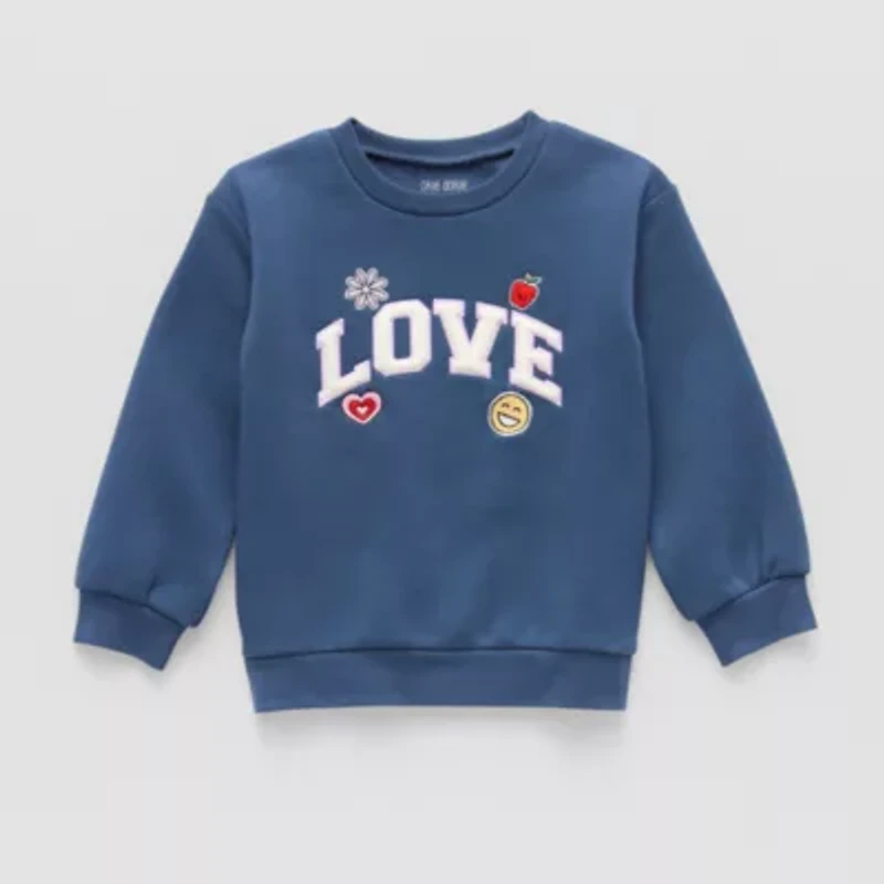 Okie Dokie Toddler & Little Girls Crew Neck Long Sleeve Fleece Sweatshirt