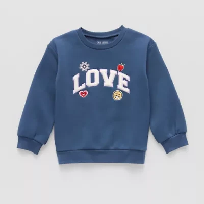 Okie Dokie Toddler & Little Girls Crew Neck Long Sleeve Fleece Sweatshirt