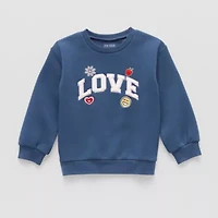 Okie Dokie Toddler & Little Girls Crew Neck Long Sleeve Fleece Sweatshirt