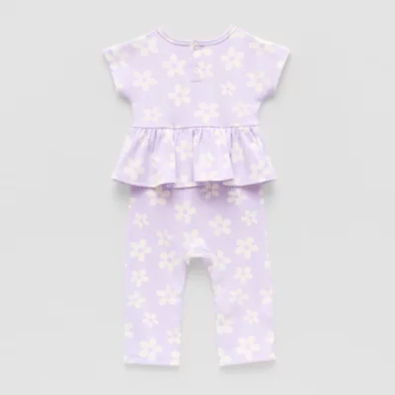 Grayson Little Baby Girls Crew Neck Short Sleeve Rib Jumpsuit