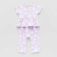 Grayson Little Baby Girls Crew Neck Short Sleeve Rib Jumpsuit