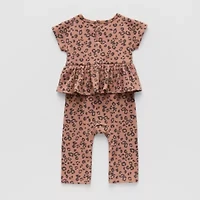 Grayson Little Baby Girls Crew Neck Short Sleeve Rib Jumpsuit