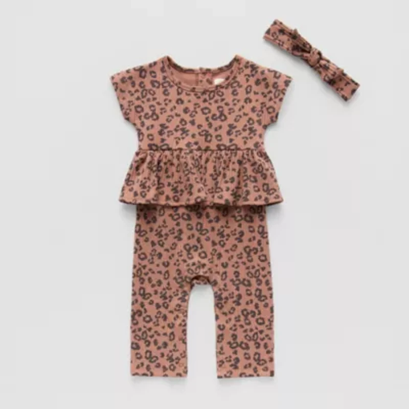 Grayson Little Baby Girls Crew Neck Short Sleeve Rib Jumpsuit