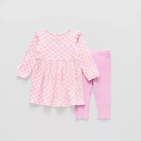 Grayson Little Baby Girls Long Sleeve Rib Knit Checked Dress Set