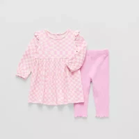 Grayson Little Baby Girls Long Sleeve Rib Knit Checked Dress Set