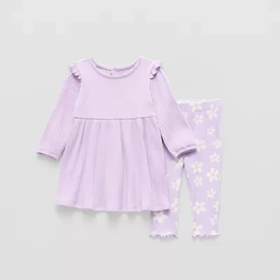 Grayson Little Baby Girls Ruffled Rib Knit 2-pc. Dress Set