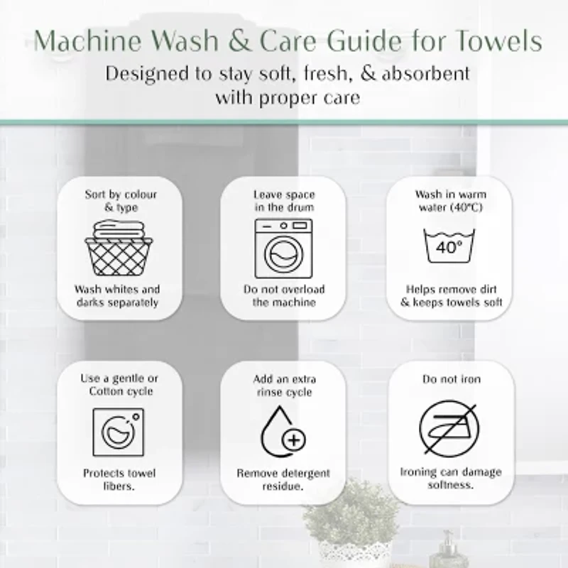 Home Weavers Inc Willow Collection 630 Gsm 100% Cotton Zero Twist -pc. Quick Dry Bath Towel Set