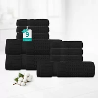 Home Weavers Inc Willow Collection 630gsm 100% Cotton Zero Twist Super Absorbent Bath Towel Set(3 & 6 Hand Towel) 9-pc. Quick Dry Set