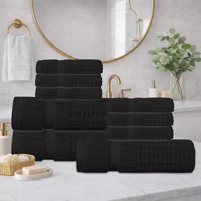 Home Weavers Inc Willow Collection 630gsm 100% Cotton Zero Twist Super Absorbent Bath Towel Set(3 & 6 Hand Towel) 9-pc. Quick Dry Set