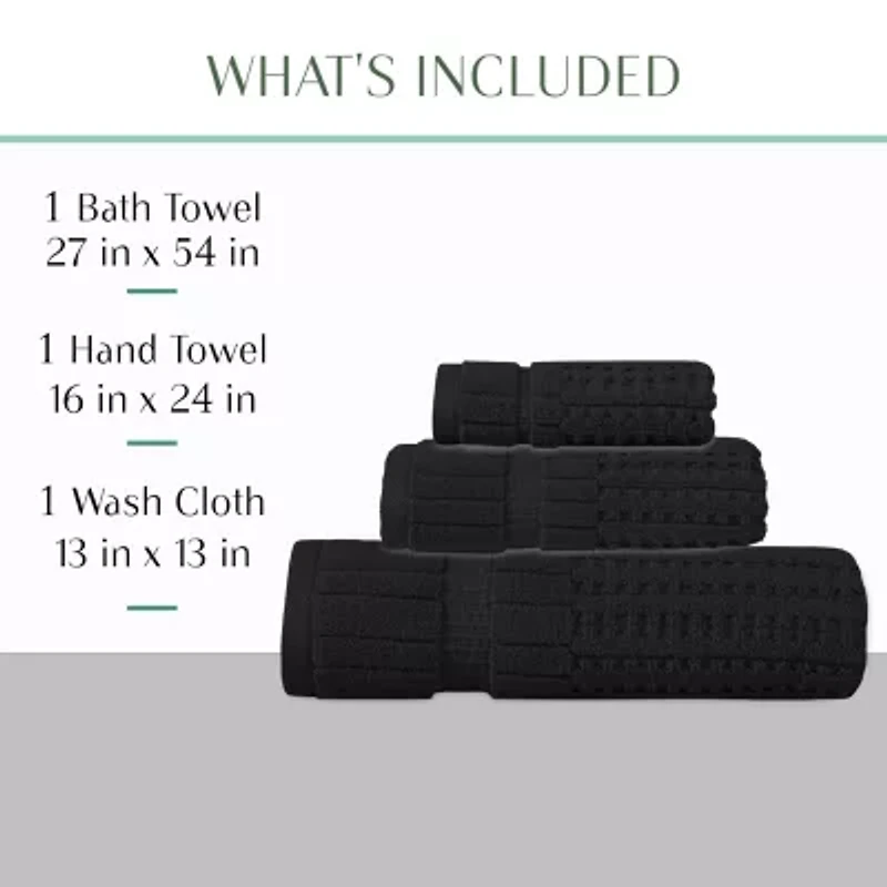 Home Weavers Inc Willow Collection 100% Cotton Zero Twist Super Absorbent -pc. Quick Dry Bath Towel Set
