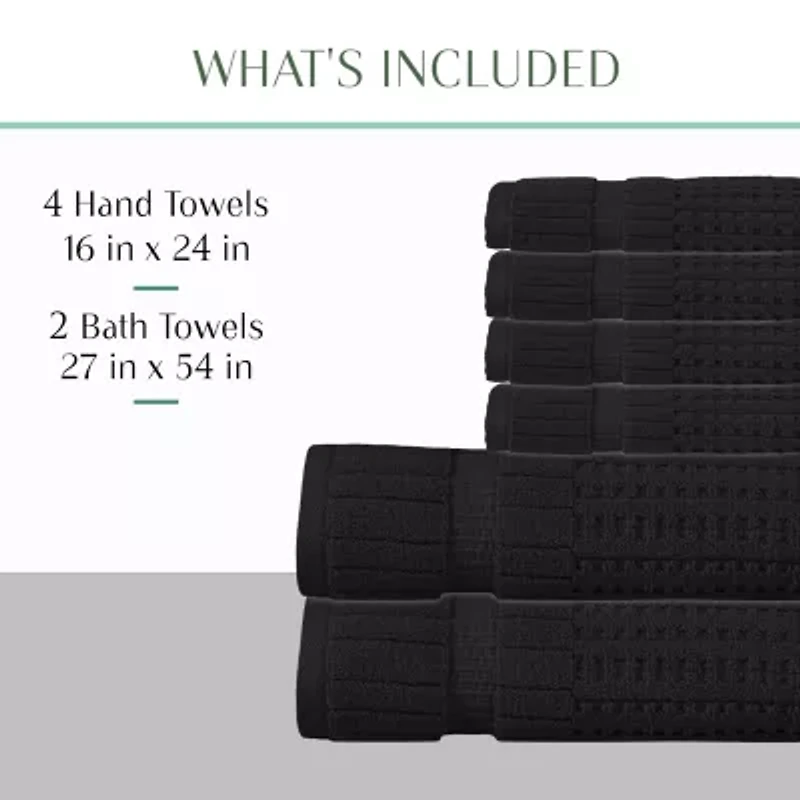 Home Weavers Inc Willow Collection 630gsm 100% Cotton Zero Twist Super Absorbent Bath Towel Set( & 2 Hand Towel