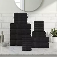 Home Weavers Inc Willow Collection 630gsm 100% Cotton Zero Twist Super Absorbent Bath Towel Set(6 Towel, 6 Hand & 12 Washcloth) - (Set Of 24) 24-pc. Quick Dry Set