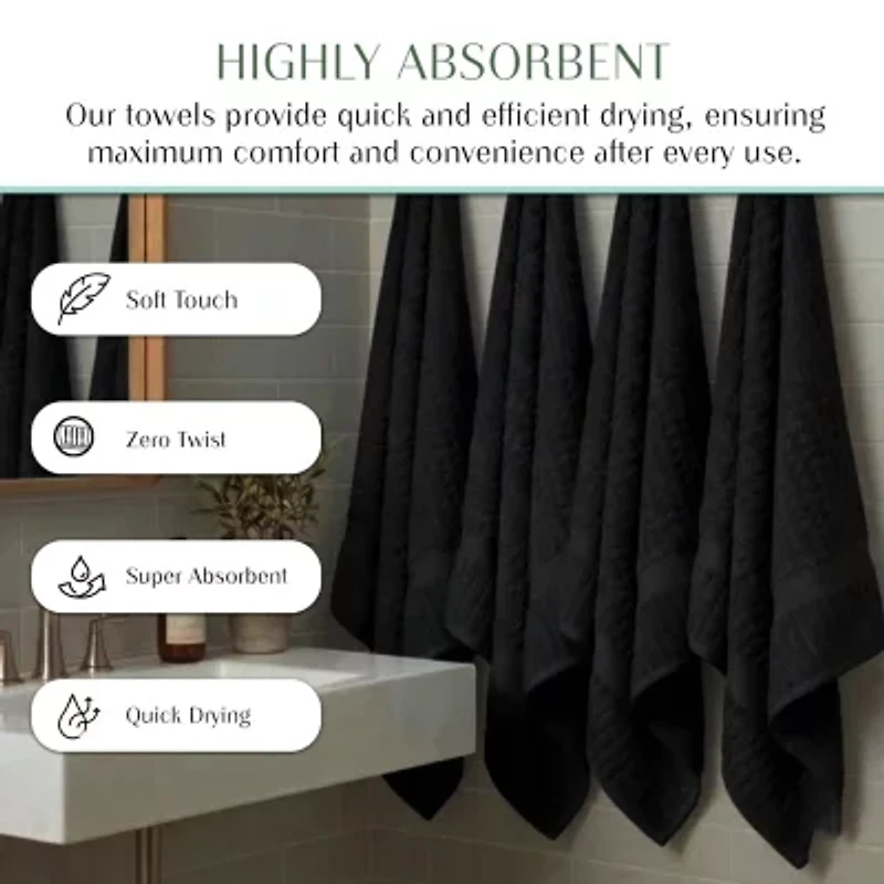 Home Weavers Inc Willow Collection 630gsm 100% Cotton Zero Twist Super Absorbent Bath Towel Set(6 Towel, 6 Hand & 12 Washcloth) - (Set Of 24) 24-pc. Quick Dry Set