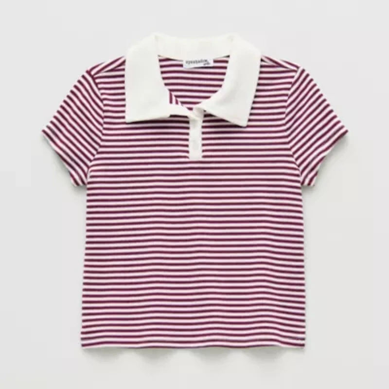 Eyeshadow Big Kid Girls Short Sleeve Regular Fit Polo Shirt
