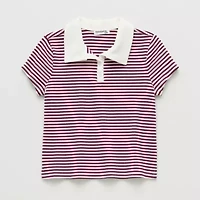 Eyeshadow Big Kid Girls Short Sleeve Regular Fit Polo Shirt