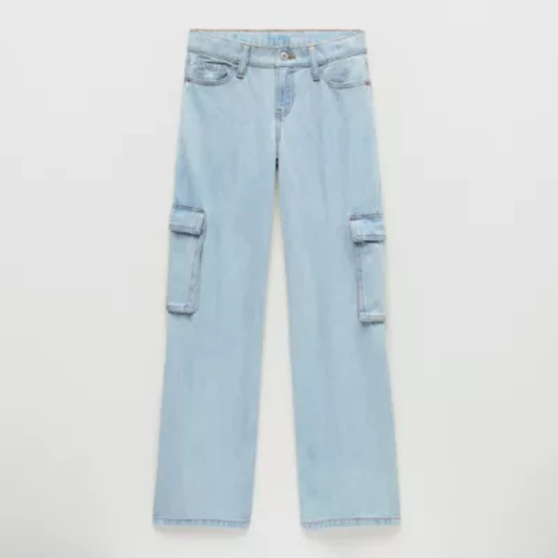 Thereabouts Little & Big Kid Girls Adjustable Waist Low Rise Baggy Fit Cargo Jean