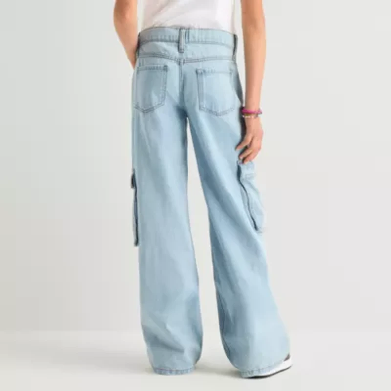 Thereabouts Little & Big Kid Girls Adjustable Waist Low Rise Baggy Fit Cargo Jean