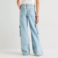 Thereabouts Little & Big Kid Girls Adjustable Waist Low Rise Baggy Fit Cargo Jean