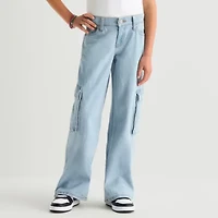 Thereabouts Little & Big Kid Girls Adjustable Waist Low Rise Baggy Fit Cargo Jean