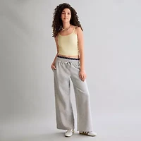 Arizona Womens Wide Leg Mid Rise Fleece Sweatpant