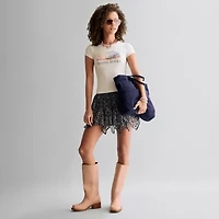 Arizona Womens Juniors Mid Rise Mini Asymmetrical Skirt
