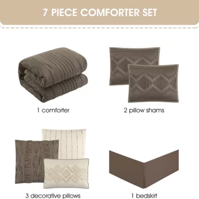 Stratford Park Whitney Geometric 7-pc. Easy Care Comforter Set