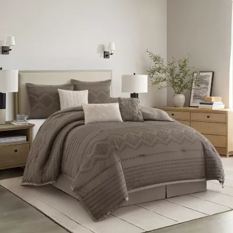 Stratford Park Whitney Geometric 7-pc. Easy Care Comforter Set