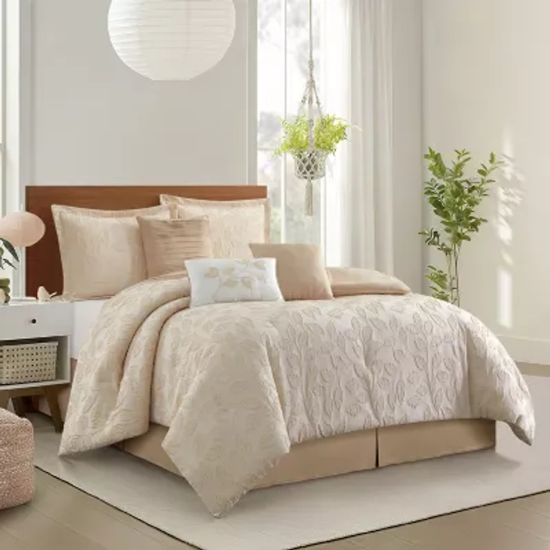 Stratford Park Kacey Leaves 7-pc. Easy Care Comforter Set