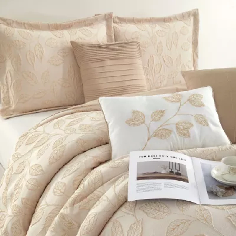 Stratford Park Kacey Leaves 7-pc. Easy Care Comforter Set