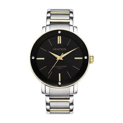 Armitron Mens Crystal Accent Two Tone Stainless Steel Bracelet Watch-20/5419bktt