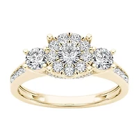 3/8 CT.T.W. Natural Diamond Cluster Swirl Engagement Ring