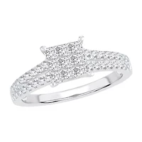 Womens 3/4 CT. T.W. Natural White Diamond 10K Gold Side Stone Engagement Ring