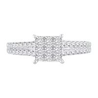 Womens 3/4 CT. T.W. Natural White Diamond 10K Gold Side Stone Engagement Ring