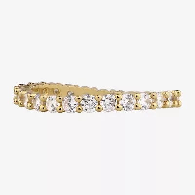 Silver Treasures Delicates Wavy Womens Cubic Zirconia 14K Gold Over Brass Eternity Band
