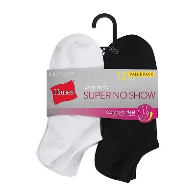 Hanes Lightweight Womens Multi-Pack 12 Pair Liner Socks