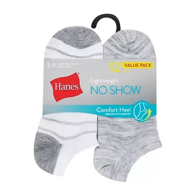 Hanes Lightweight Womens Multi-Pack 12 Pair No Show Socks