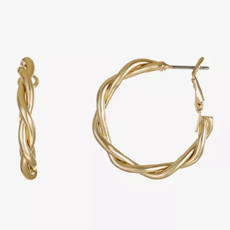 Liz Claiborne Twisted Womens 30mm Hypoallergenic Hoop Earrings